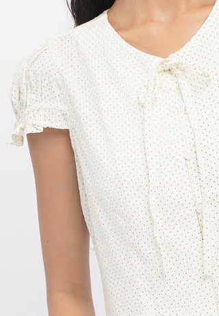 Short Sleeve Blouse with Tie Details