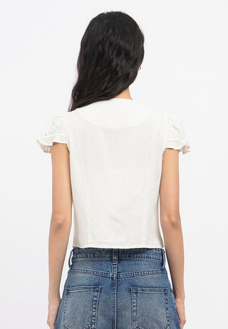 Short Sleeve Blouse with Tie Details