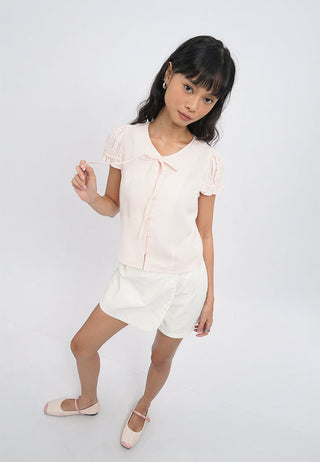 Short Sleeve Blouse with Tie Details