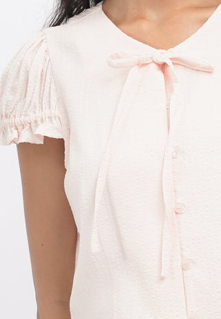 Short Sleeve Blouse with Tie Details