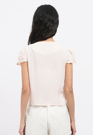 Short Sleeve Blouse with Tie Details