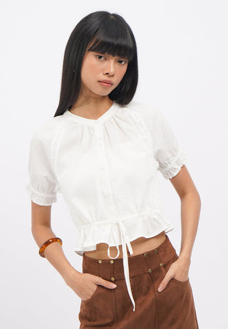 Tied Waist Short Sleeve Raglan Top