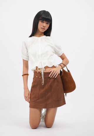 Tied Waist Short Sleeve Raglan Top