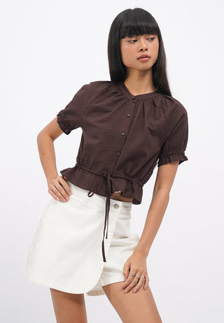 Tied Waist Short Sleeve Raglan Top