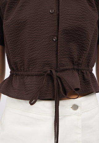 Tied Waist Short Sleeve Raglan Top