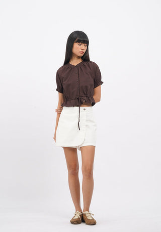 Tied Waist Short Sleeve Raglan Top