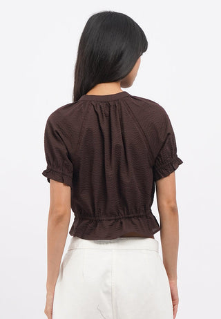 Tied Waist Short Sleeve Raglan Top