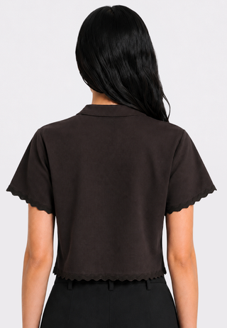 Scallop Trim Short Sleeve Shirt