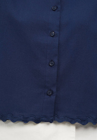 Scallop Trim Short Sleeve Crop Shirt