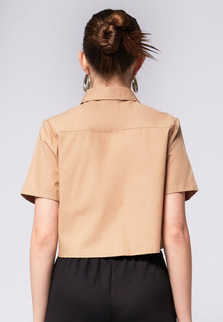 Pocket Short Sleeve Crop Shirt