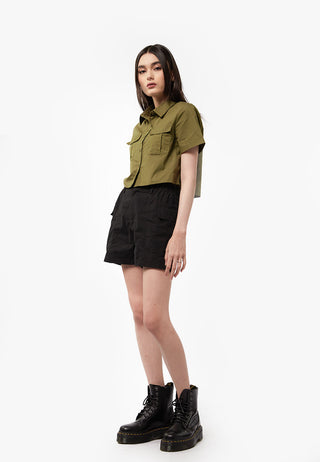 Short Sleeve Crop Shirt with Pocket