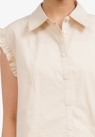 Sleeveless Blouse with Frill Details
