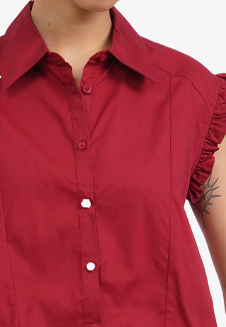 Sleeveless Blouse with Frill Details