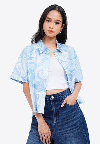 Hi-Lo Printed Boxy Shirt
