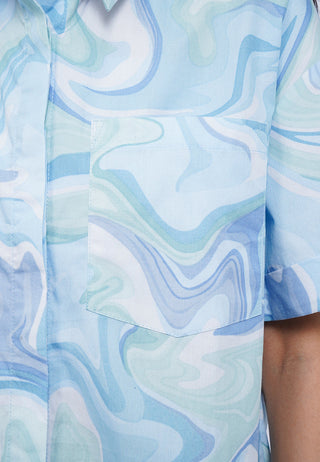 Hi-Lo Printed Boxy Shirt