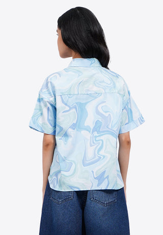Hi-Lo Printed Boxy Shirt