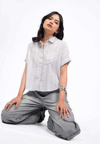Printed Roll Up Boxy Shirt