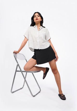 Printed Roll Up Boxy Shirt