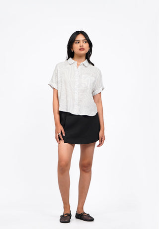 Printed Roll Up Boxy Shirt