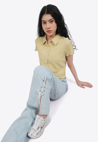 Textured Short Sleeve Top