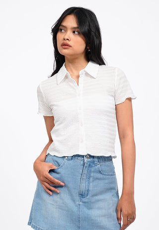 Short Sleeve Textured Crop Shirt