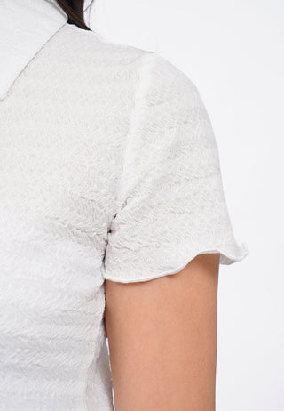Short Sleeve Textured Crop Shirt