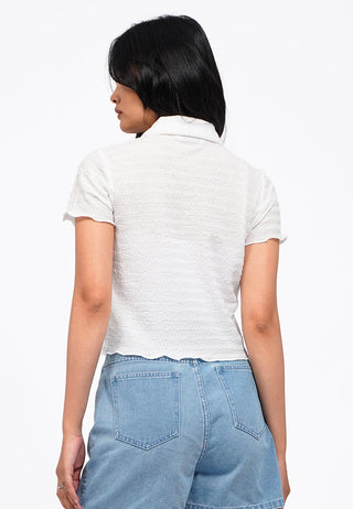 Short Sleeve Textured Crop Shirt