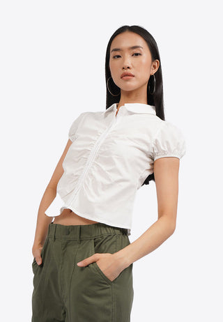 Ruched Short Sleeve Blouse