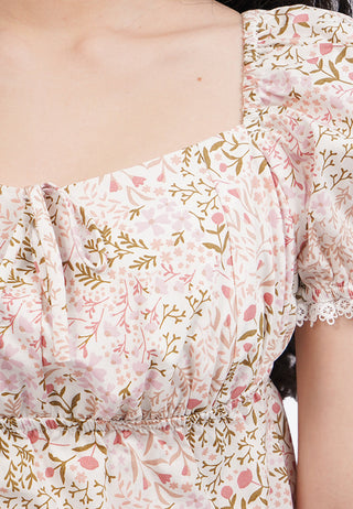 Puff Sleeves Printed Top