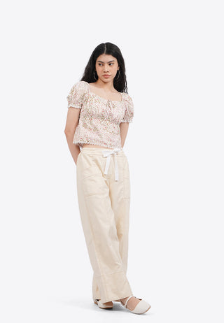 Puff Sleeves Printed Top