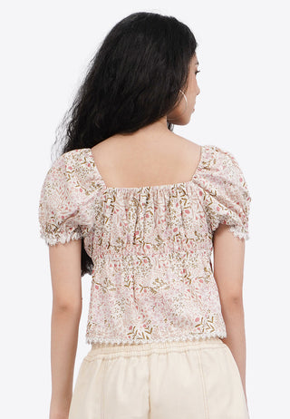 Puff Sleeves Printed Top
