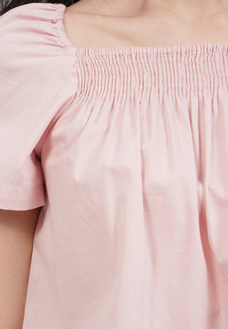Elastic Short Sleeve Flare Top