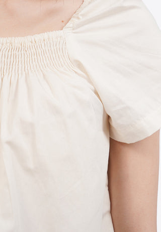Elastic Short Sleeve Flare Top