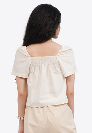 Elastic Short Sleeve Flare Top