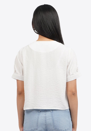 Tied Opening Round Neck Blouse