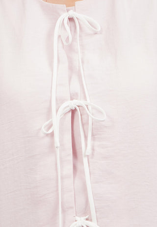 Tied Opening Round Neck Blouse