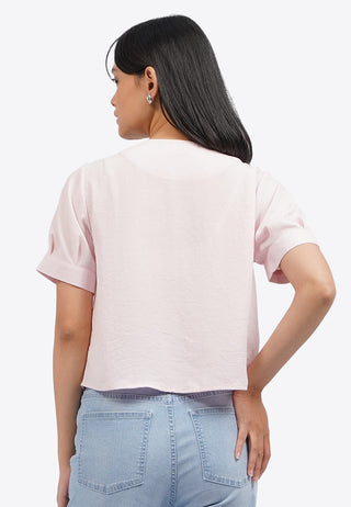 Tied Opening Round Neck Blouse