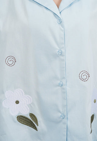 Embroidered Notch Collar Shirt