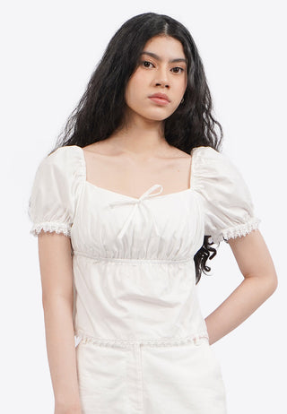 Puff Sleeves Square Neck Top