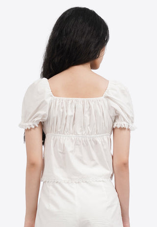 Puff Sleeves Square Neck Top
