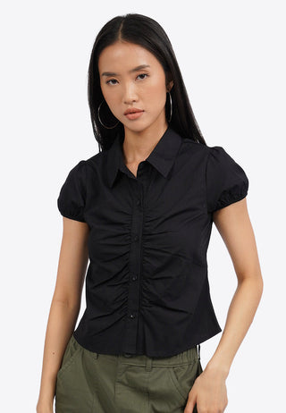 Ruched Short Sleeve Blouse