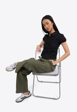 Ruched Short Sleeve Blouse