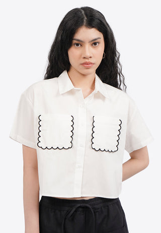 Double Pocket Short Sleeve Crop Shirt