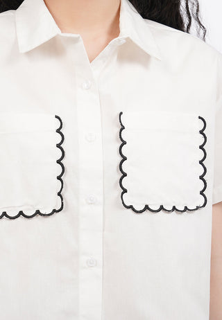 Double Pocket Short Sleeve Crop Shirt