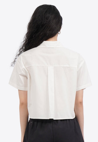 Double Pocket Short Sleeve Crop Shirt