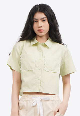 Double Pocket Short Sleeve Crop Shirt