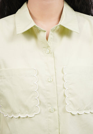 Double Pocket Short Sleeve Crop Shirt
