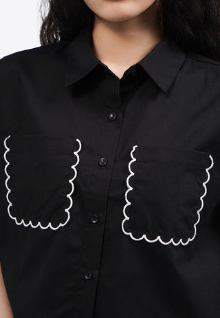Double Pocket Short Sleeve Crop Shirt