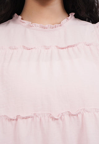 Round Neck Sleeveless Top with Frill Details