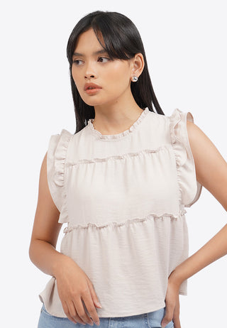 Sleeveless Top with Frill Details